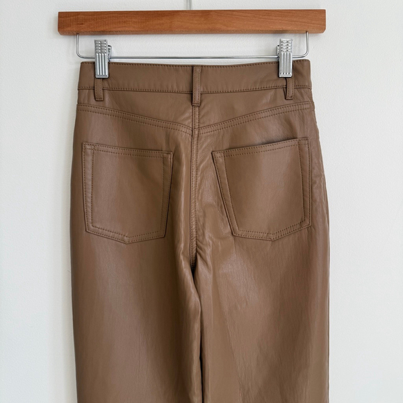 Aritzia Wilfred Melina Pant High Waisted Vegan Leather Pants Brown Sz 00 Short - Picture 5 of 11